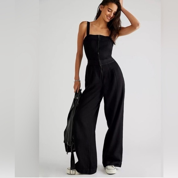 Free People Pants - Free People Call On Me Black Jumpsuit, Size Small